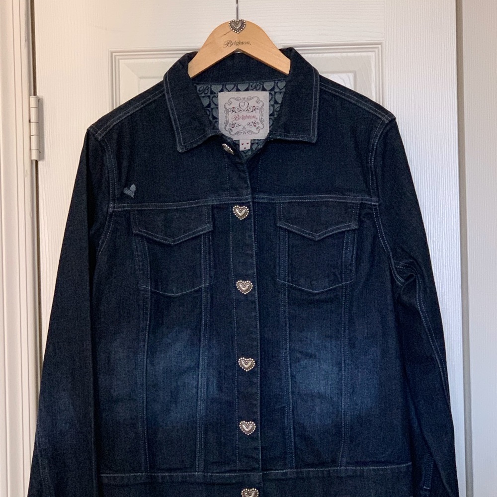Brighton Dark Blue Denim Jean Jacket with Heart Buttons